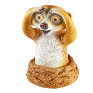 SM23337 Large Glossy Orange Resin Solar Meerkat Garden Lamp with Chair - Decorative Animal Tabletop Light_2