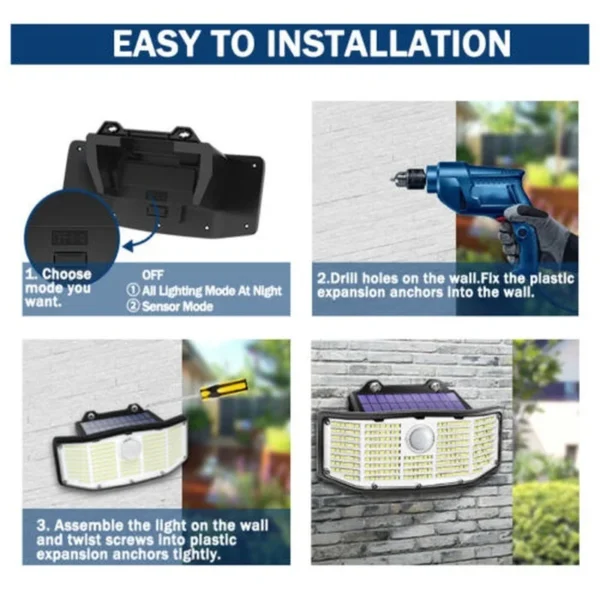 SM23341 ABS Plastic 252-LED Solar PIR Motion Sensor Wall Light_3