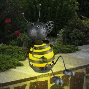 SM23383 Bee-shaped Metal Iron Solar Tabletop Light