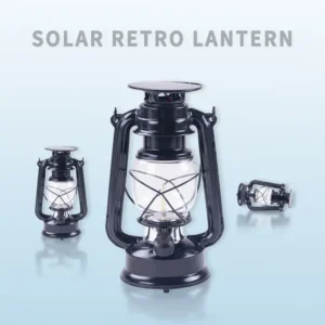 SM23390 Glass and Metal Iron Solar Retro Hanging Lantern Light