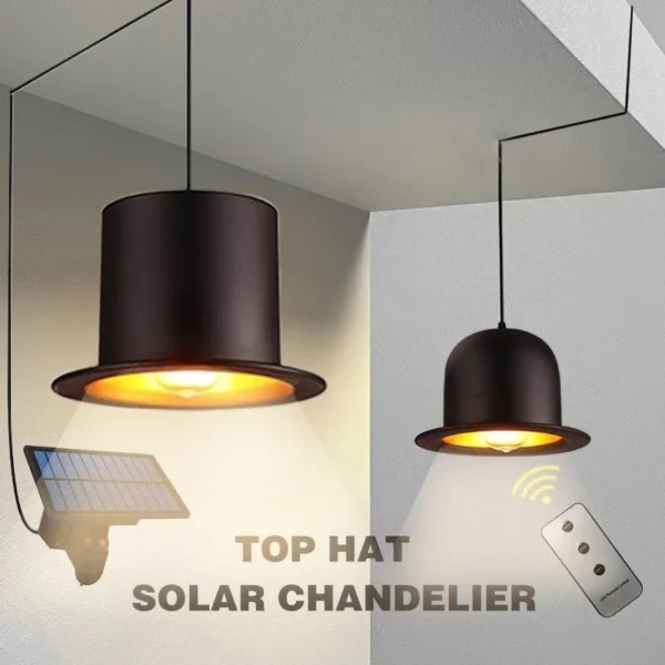 SM23393 ABS Plastic Hat-Shaped Solar Chandelier Hanging Light_2