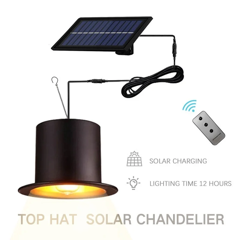 SM23393 ABS Plastic Hat-Shaped Solar Chandelier Hanging Light_4