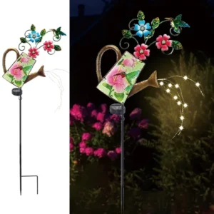 SM23399 Metal Iron and Glass Solar Watering Can Stake Light