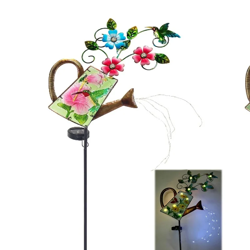 SM23399 Metal Iron and Glass Solar Watering Can Stake Light_2