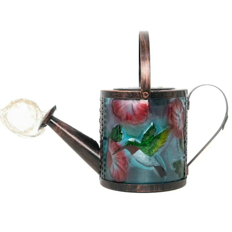 SM23401 Metal Iron + Glass Solar Kettle Hanging Bird Feeder Light for Animals_4