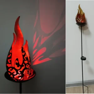 SM23404 Solar-Powered Plastic PP Flame-Shaped Stake Light for Outdoor Garden Decoration