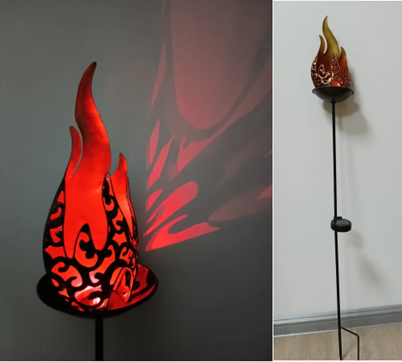 SM23404 Solar-Powered Plastic PP Flame-Shaped Stake Light for Outdoor Garden Decoration