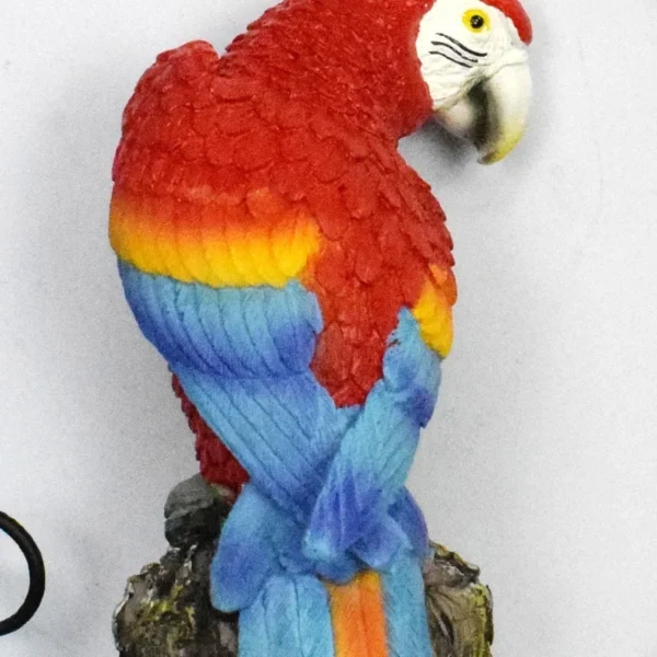 SM23407 Solar-Powered Resin Parrot Statue with LED Light, Freestanding Decorative Garden Ornament