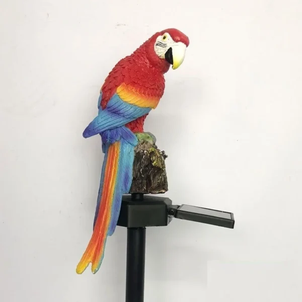SM23407 Solar-Powered Resin Parrot Statue with LED Light, Freestanding Decorative Garden Ornament_2