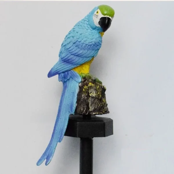 SM23407 Solar-Powered Resin Parrot Statue with LED Light, Freestanding Decorative Garden Ornament_3