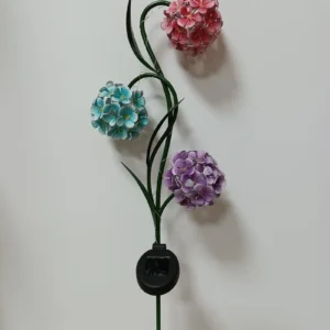 SM23408 Silver Glossy Modern Small Plastic PP Flower Solar Stake Light