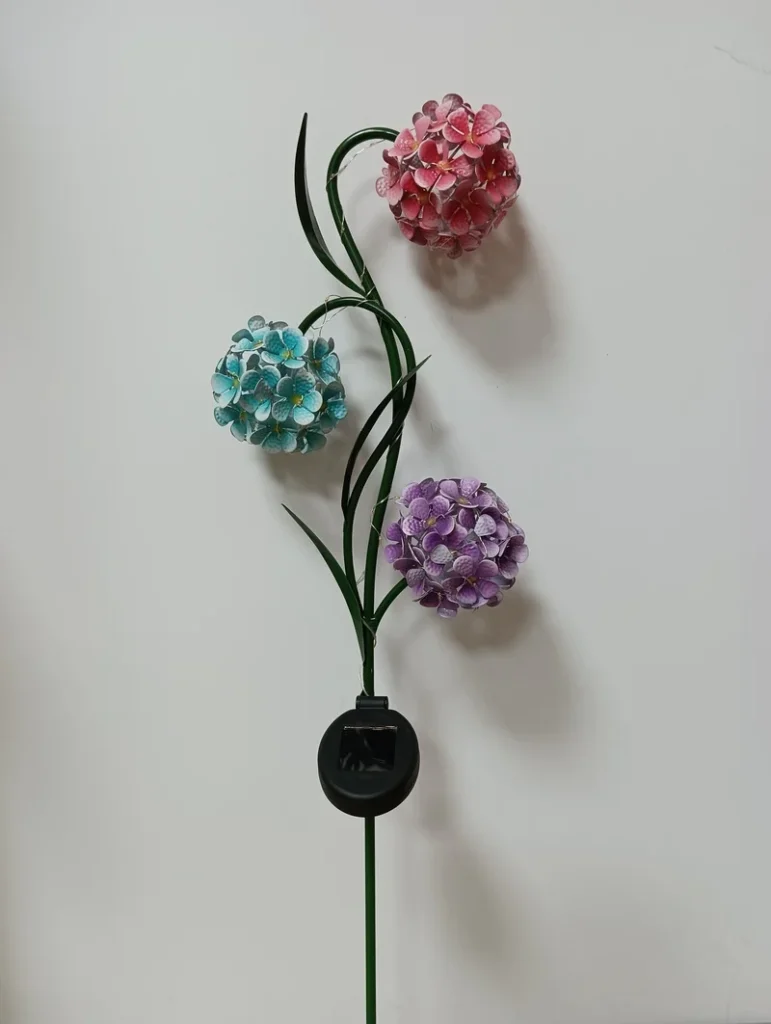 SM23408 Silver Glossy Modern Small Plastic PP Flower Solar Stake Light