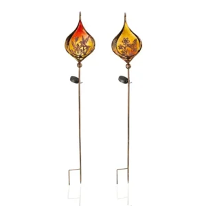 SM23428 Plastic PP Hollow-Out Solar Garden Stake Light with Lantern, Leaf, Butterfly, and Flower Design