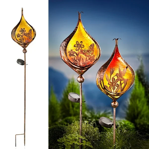 SM23428 Plastic PP Hollow-Out Solar Garden Stake Light with Lantern, Leaf, Butterfly, and Flower Design_3