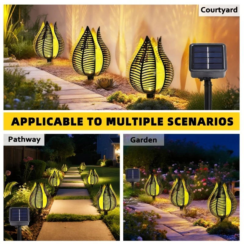SM23432 Square Metal Iron + Glass Decorative Solar Stake Lights, Set of 3_1