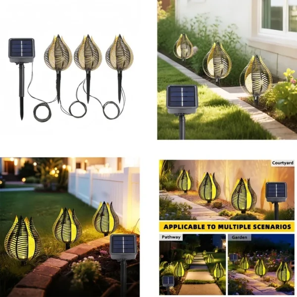 SM23432 Square Metal Iron + Glass Decorative Solar Stake Lights, Set of 3_3