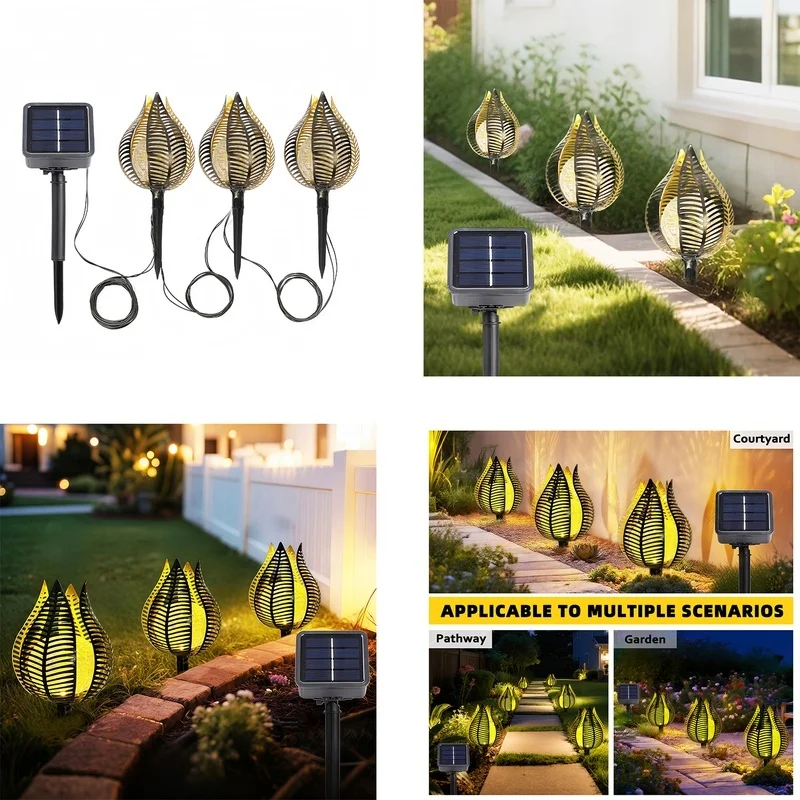 SM23432 Square Metal Iron + Glass Decorative Solar Stake Lights, Set of 3_3