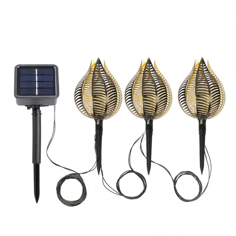 SM23432 Square Metal Iron + Glass Decorative Solar Stake Lights, Set of 3_5
