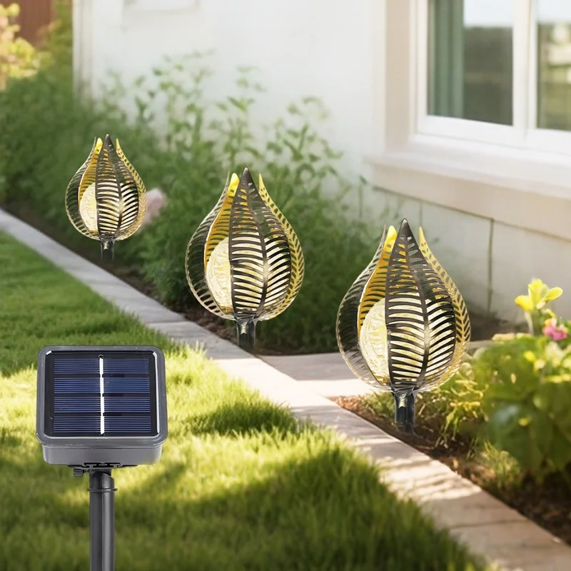 SM23432 Square Metal Iron + Glass Decorative Solar Stake Lights, Set of 3_6