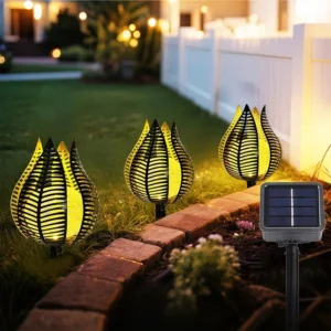 SM23432 Square Metal Iron + Glass Decorative Solar Stake Lights, Set of 3_7