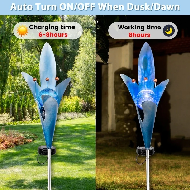 SM23433 Solar Stake Light with Metal Iron and Glass Lily Flower_4_20251010_142404