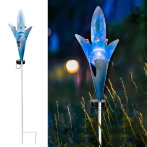 SM23433 Solar Stake Light with Metal Iron and Glass Lily Flower_8