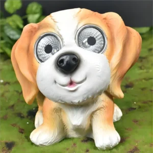 SM23435 Puppy Solar Resin Statue Freestanding Animal Dog Light