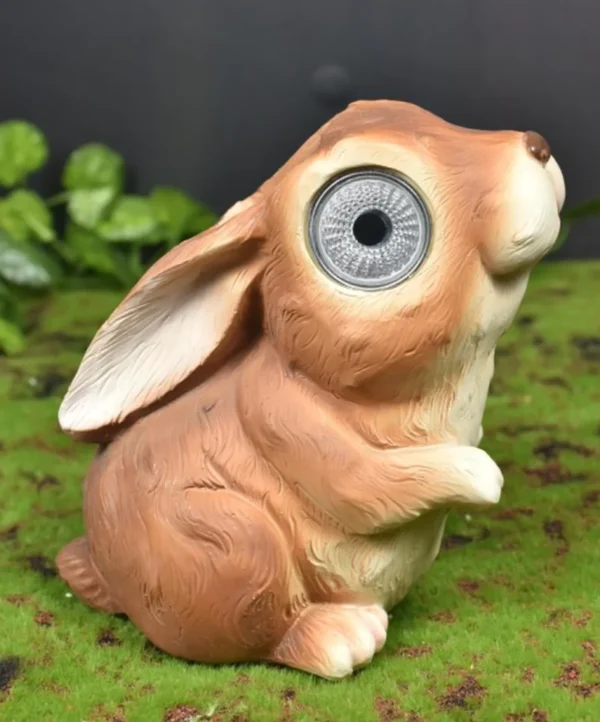 SM23436 Rabbit Resin Statue Solar Animal Freestanding Light
