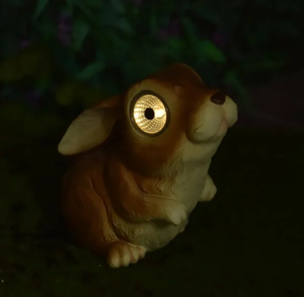 SM23436 Rabbit Resin Statue Solar Animal Freestanding Light_2
