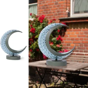 SM23462 Acrylic Moon-Shaped Solar Table Lamp with Metal Iron Base