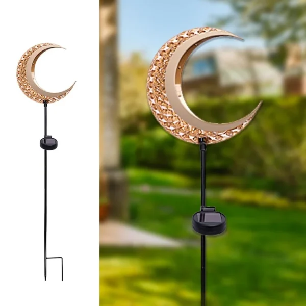 SM23463 Acrylic Moon-Shaped Solar Stake Light with Metal Iron