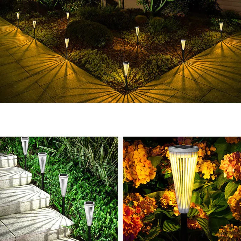 SM23469 ABS Plastic Solar Pathway Lights, Pack of 2, Stake Lantern with Leaf and Marigold Flower Design_7