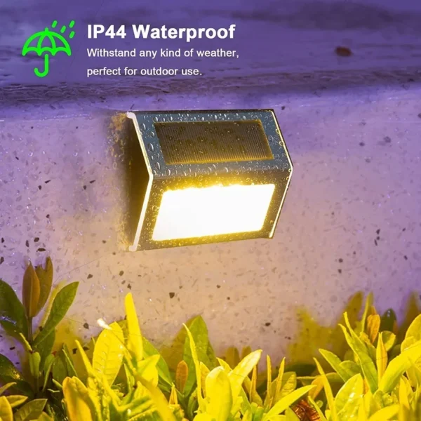 SM23470 Pack of 2 Stainless Steel Solar Fence Lights with Plastic ABS Square Wall Panel