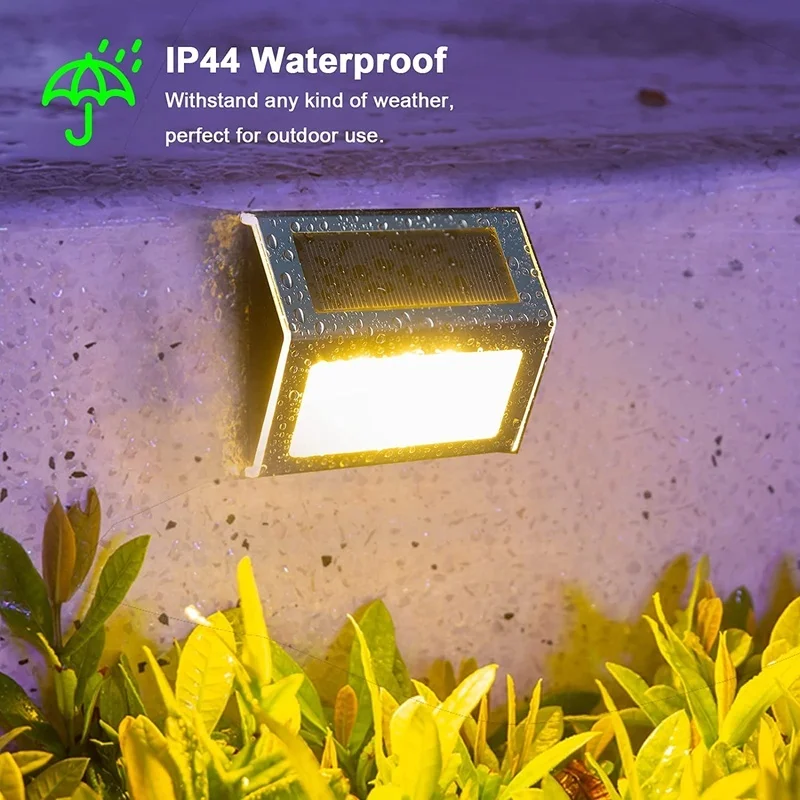 SM23470 Pack of 2 Stainless Steel Solar Fence Lights with Plastic ABS Square Wall Panel