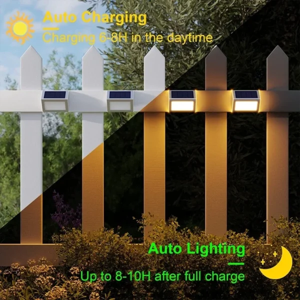 SM23470 Pack of 2 Stainless Steel Solar Fence Lights with Plastic ABS Square Wall Panel_2