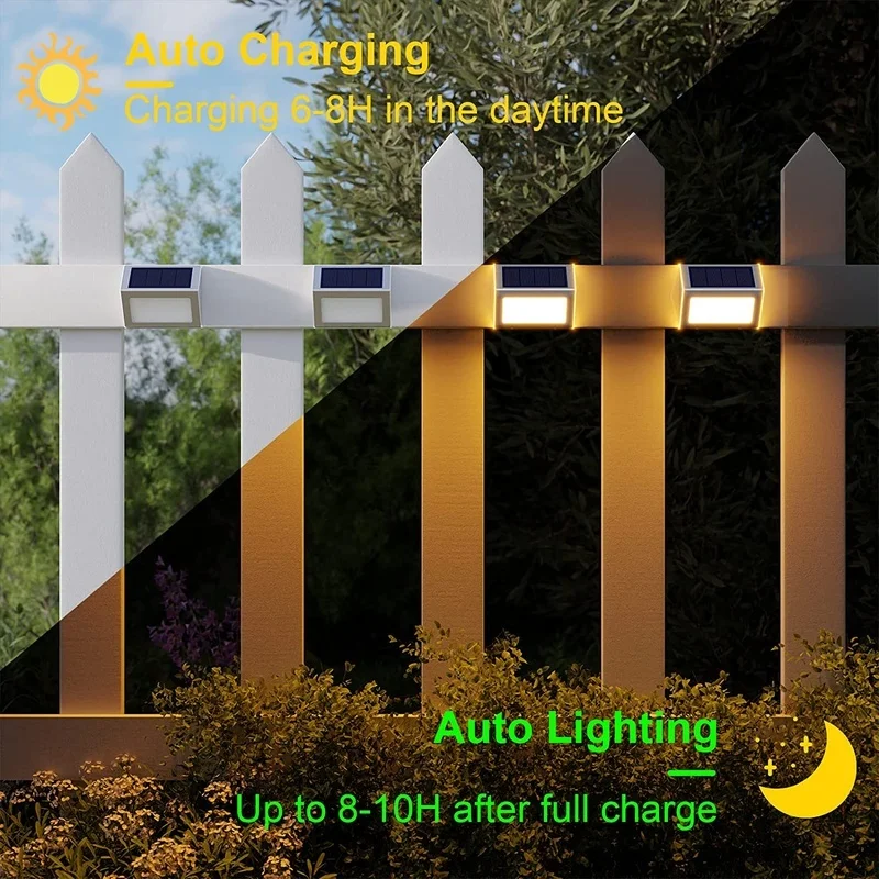 SM23470 Pack of 2 Stainless Steel Solar Fence Lights with Plastic ABS Square Wall Panel_2