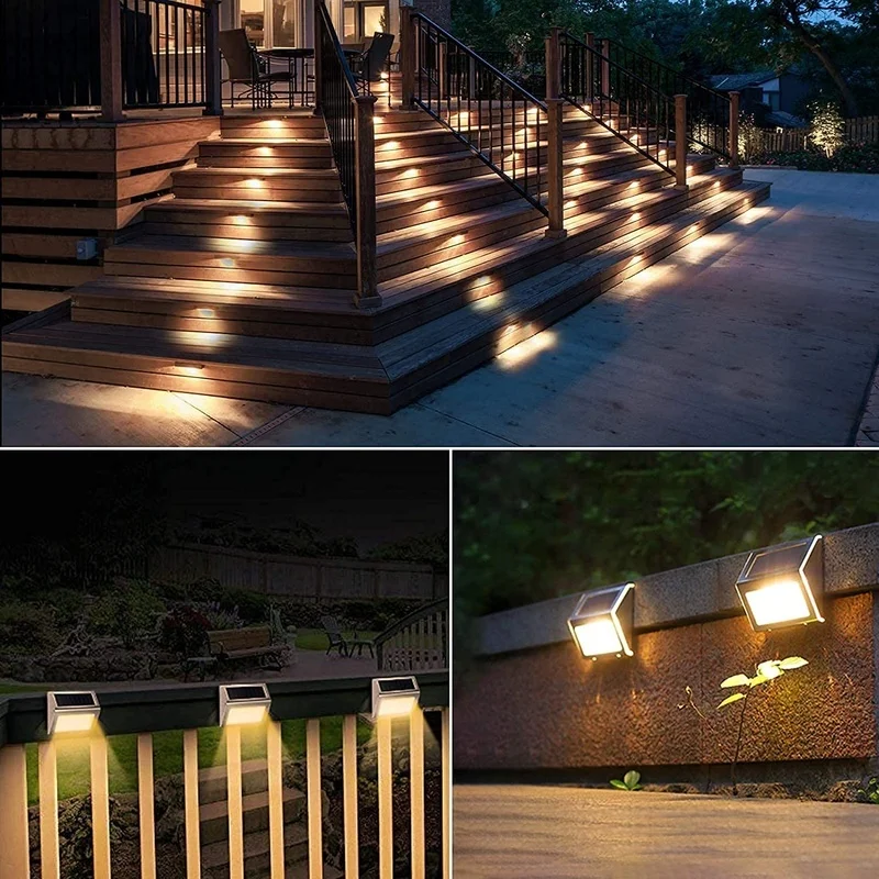 SM23470 Pack of 2 Stainless Steel Solar Fence Lights with Plastic ABS Square Wall Panel_3