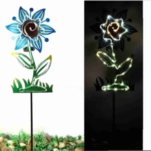 SM23489 Modern Medium Silver Metal Iron Solar Flower Stake Light