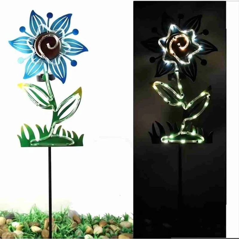 SM23489 Modern Medium Silver Metal Iron Solar Flower Stake Light