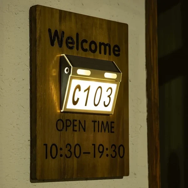 SM23498 PP Plastic Solar Wall Light House Number Sign