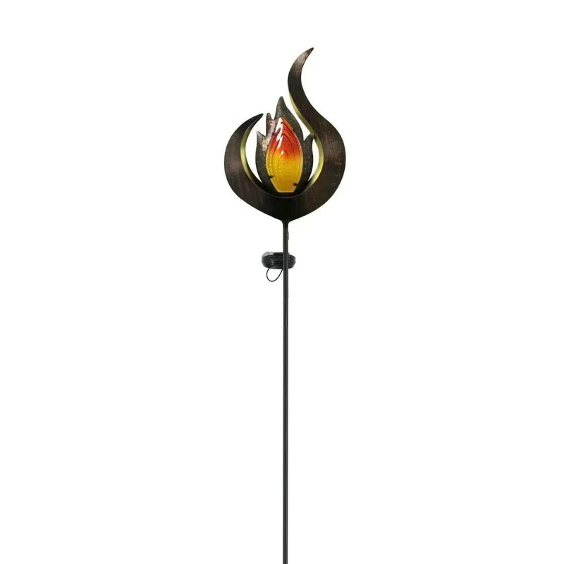 SM23517 Glass and Metal Iron Solar Flame Stake Light
