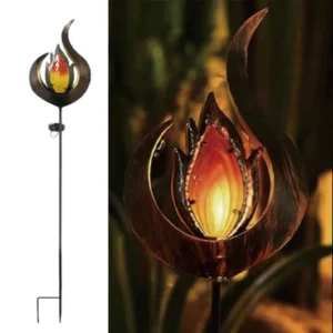 SM23517 Glass and Metal Iron Solar Flame Stake Light_2