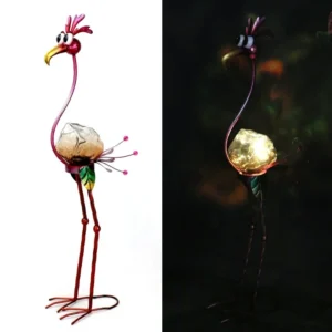 SM23523 Blue Peacock Solar Freestanding Decorative Light - Metal Iron & Glass, Animal Bird Design, with Stand and Base