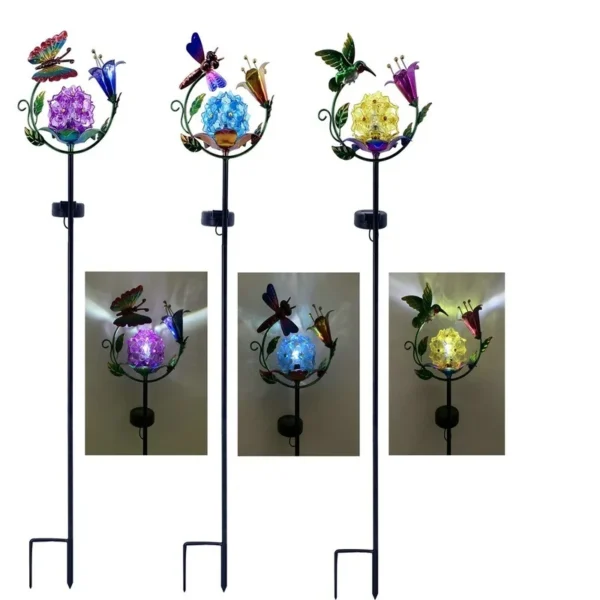 SM23526 PP Plastic Decorative Solar Stake Light - Animal, Butterfly, Dragonfly, Flower, Lily, Orchid, Globe, Leaf Styles