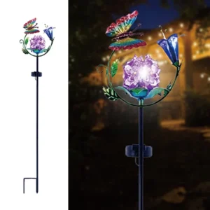 SM23526 PP Plastic Decorative Solar Stake Light - Animal, Butterfly, Dragonfly, Flower, Lily, Orchid, Globe, Leaf Styles_2