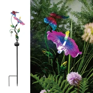 SM23527 PP Plastic Decorative Solar Stake Light with Flower, Hibiscus, Leaf, Animal, Butterfly, and Dragonfly Designs_3