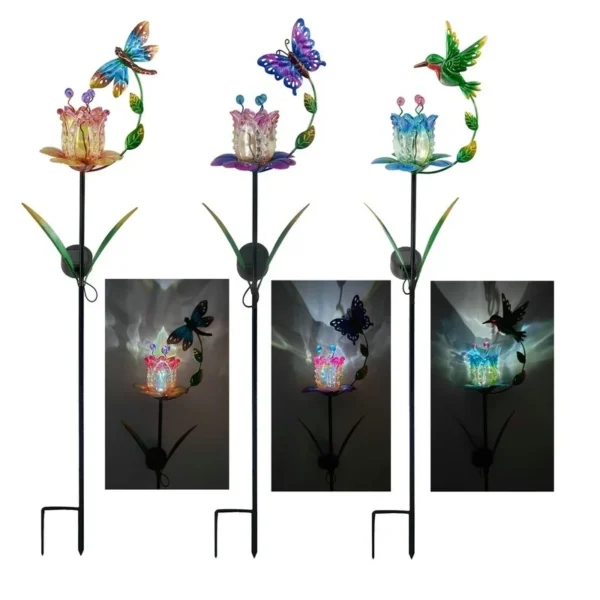 SM23528 Plastic PP Decorative Solar Stake Light - Animal, Butterfly, Flower, Lily, Dragonfly, Hummingbird