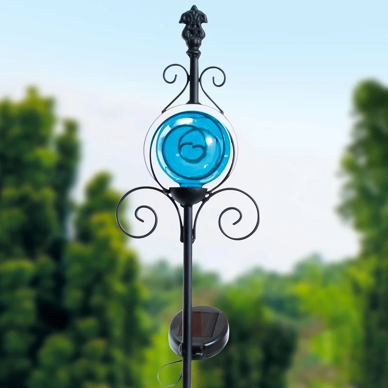 SM23539 Plastic PP Decorative Solar Stake Light with Globe Lantern Leaf