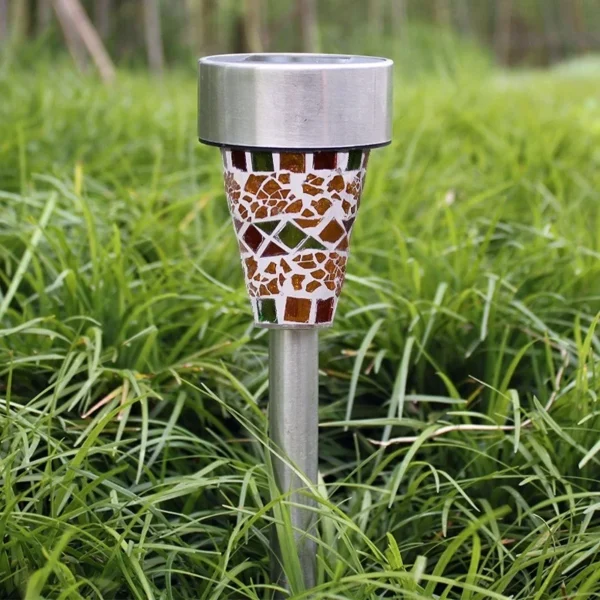 SM23550 Pack of 3 Brown Plastic PP Solar Mosaic Landscape Stake Lights, Decorative_3