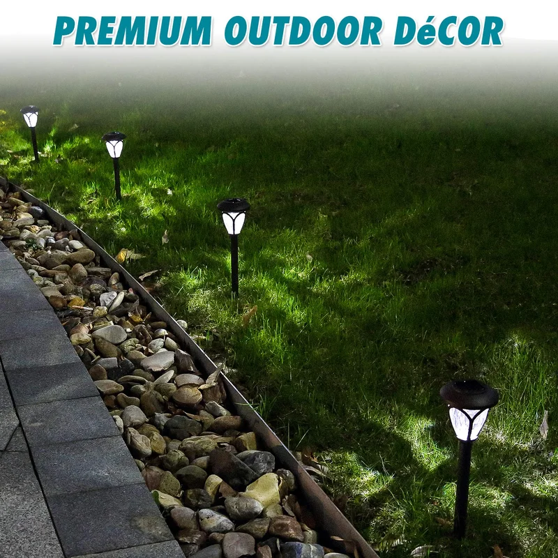 SM23551 Pack of 4 Plastic PP Solar Pathway Stake Lights - Hollow-Out Globe Lantern_4